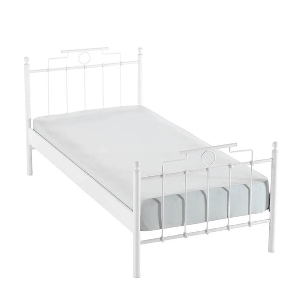 Bela kovinska postelja z letvenim dnom 120x200 cm Hatkus – Kalune Design
