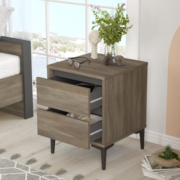 Rjava nočna omarica Elegance – Kalune Design-image-3