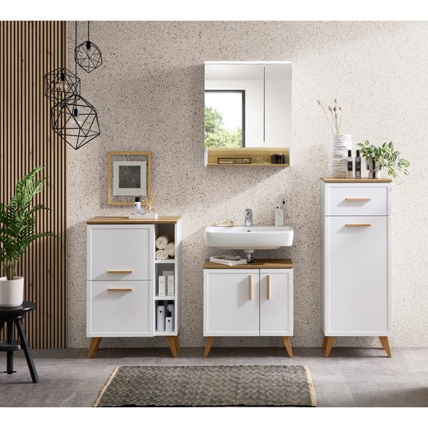 Bela nizka stenska kopalniška omarica 77x60 cm Quickset 383 – Pelipal-image-4