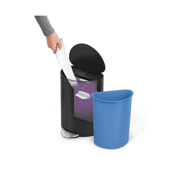 Mat črn kovinski koš za smeti s pedalom 6 l – simplehuman-image-2
