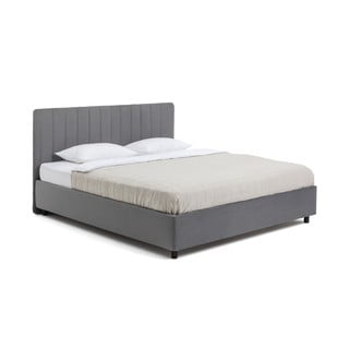 Siva oblazinjena zakonska postelja s prostorom za shranjevanje z letvenim dnom 180x200 cm Myra Slim Line – Bonami Selection
