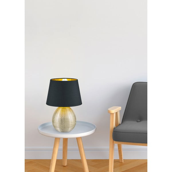 Črna namizna svetilka iz keramike in tkanine Reality Luxor, višina 35 cm-image-2