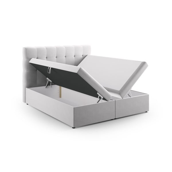 Svetlo siva boxspring postelja s prostorom za shranjevanje 160x200 cm Bali – Cosmopolitan Design-image-3