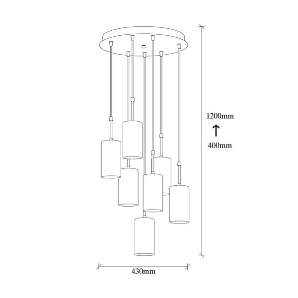 Viseča svetilka za 7 žarnic v zlati barvi Opviq lights Kem Tube-image-3