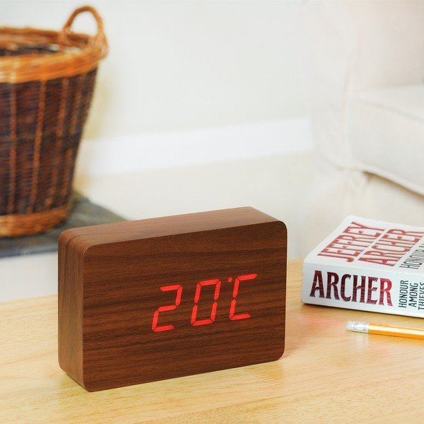 Rjava budilka z rdečim LED zaslonom Gingko Brick Click Clock-image-4