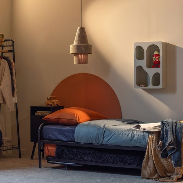 Črna kovinska zložljiva postelja z letvenim dnom 90x200 cm Lucy – WOOOD-image-1