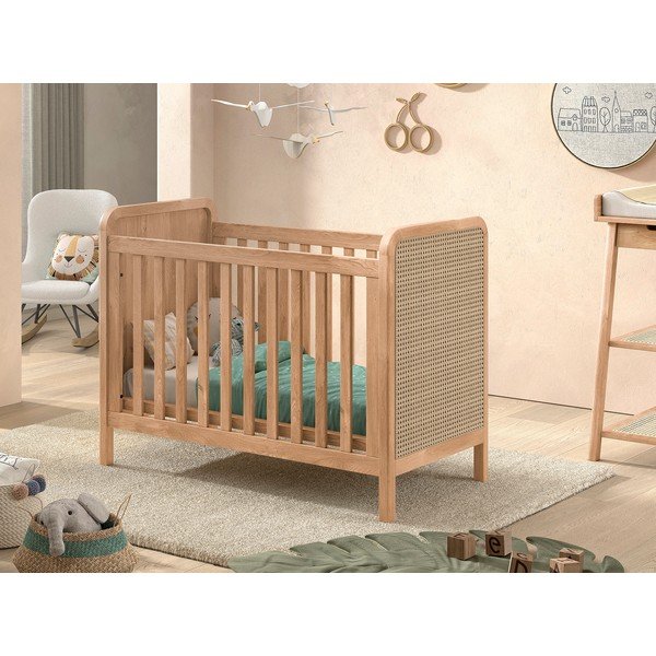 Otroška posteljica z nastavljivo višino 60x120 cm v naravni barvi Woods – Vipack-image-1