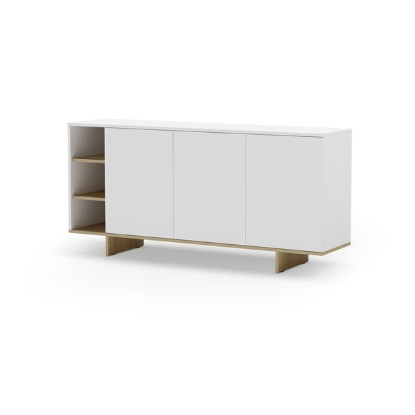 Bela nizka komoda v hrastovem dekorju 170x80 cm Cequoia – Marckeric-image-3