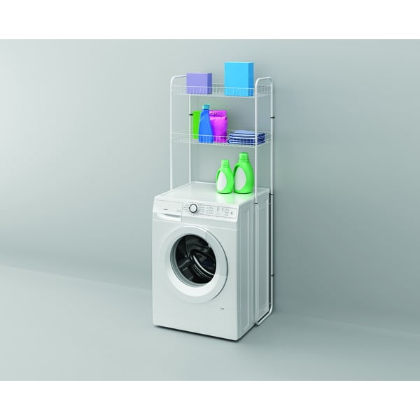Bela dvostopenjska polica nad pralnim strojem Metaltex Sky Wash-image-3