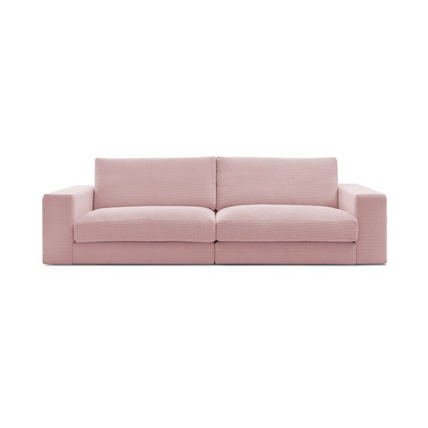 Rožnata sedežna garnitura iz rebrastega žameta 274 cm Leonard – Bobochic Paris