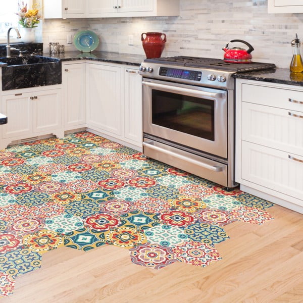 Komplet 10 talnih nalepk Ambiance Floor Stickers Hexagons Lorena, 40 x 90 cm-image-3