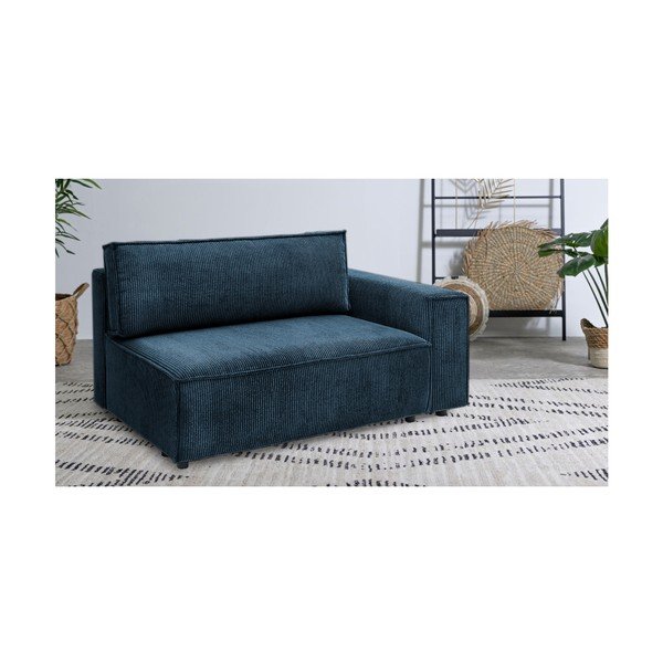 Temno moder modul za sedežno garnituro iz rebrastega žameta (desni kot) Nihad modular – Bobochic Paris-image-1