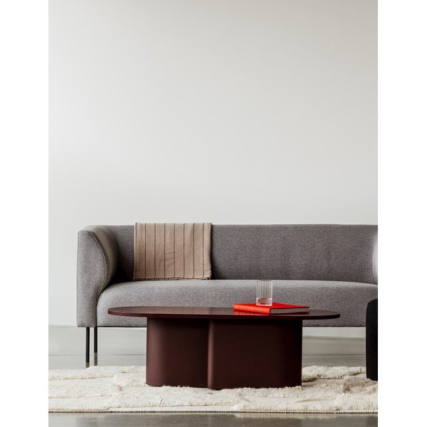 Bordo rdeča klubska mizica z mizno ploščo v hrastovem dekorju 50x115 cm Looi – noo.ma-image-1