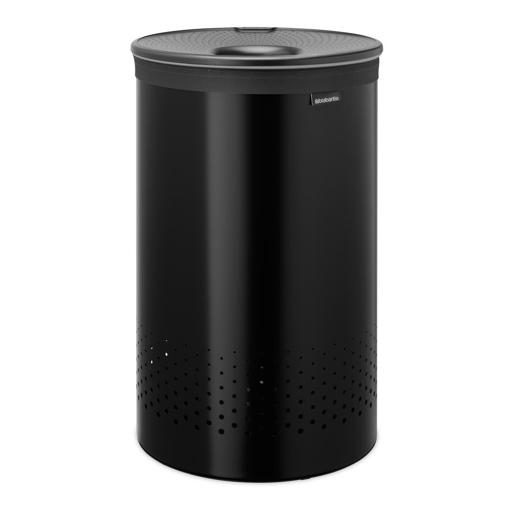 Mat črn kovinski koš za perilo 60 l