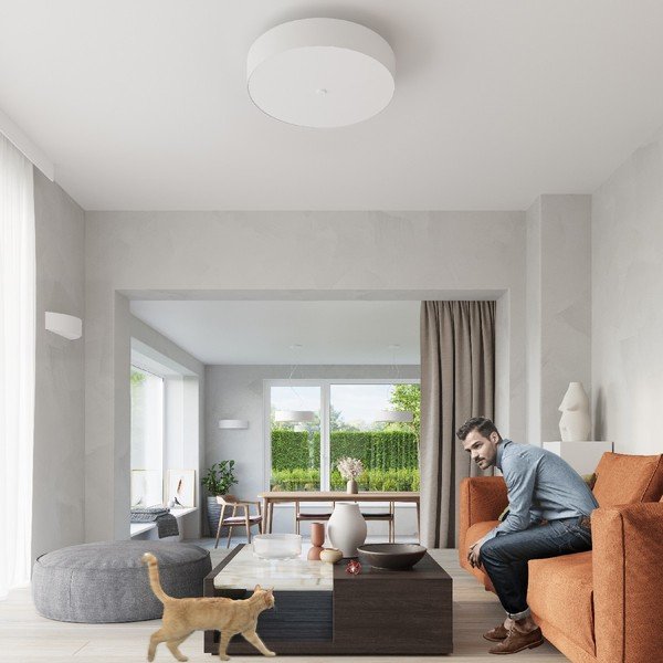 Bela stropna svetilka s steklenim senčnikom ø 50 cm Herra - Sollux-image-3