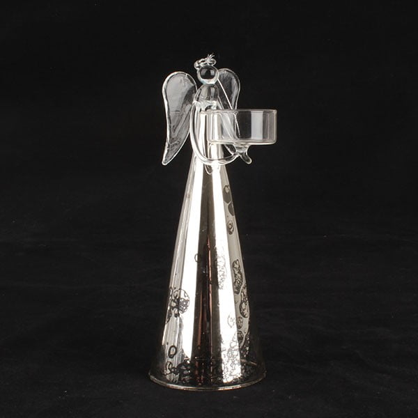 Stekleni svečnik z angelom Daklsom, višina 23 cm