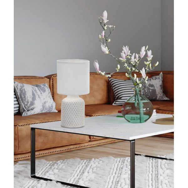 Kremno bela namizna svetilka s tekstilnim senčnikom (višina 32 cm) Iner – Candellux Lighting-image-1