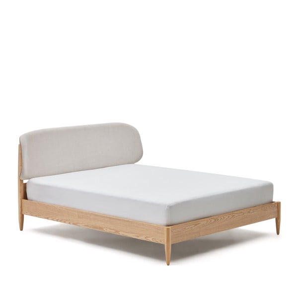 Bež/naravna zakonska postelja iz masivnega jesena z letvenim dnom 180x200 cm Octavia – Kave Home-image-3