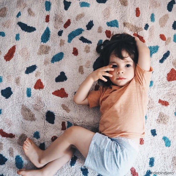 Kremno bela pralna ročno tkana bombažna preproga 140x200 cm Terrazzo Marble – Lorena Canals-image-4