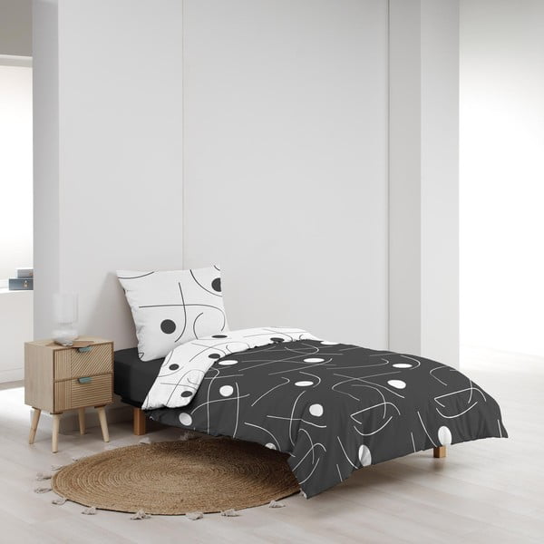 Bela/temno siva enojna posteljnina iz mikrovlaken 140x200 cm Sonate – douceur d'intérieur-image-1