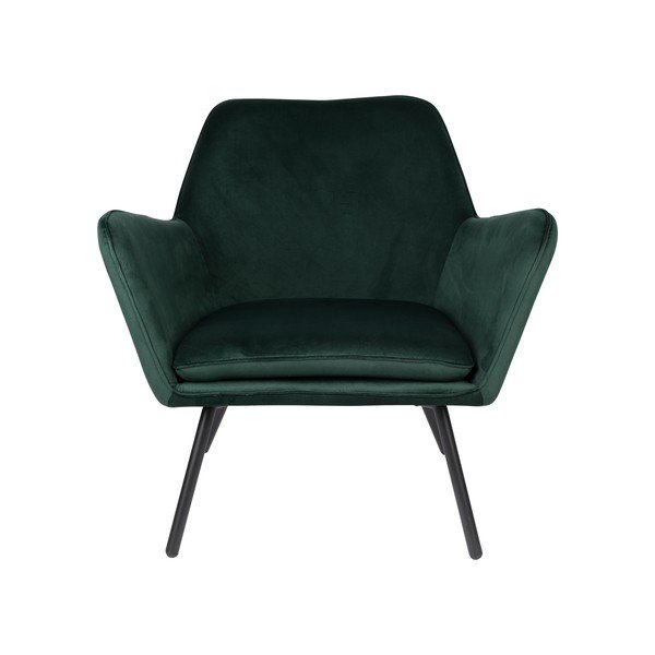 Temno zelen žameten fotelj White Label Bon-image-2