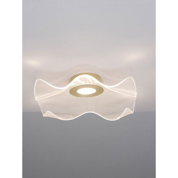 Aluminijasta LED stropna svetilka v zlati barvi s senčilom iz akrilnega stekla 50x50 cm Siderno – Nova Luce-image-1