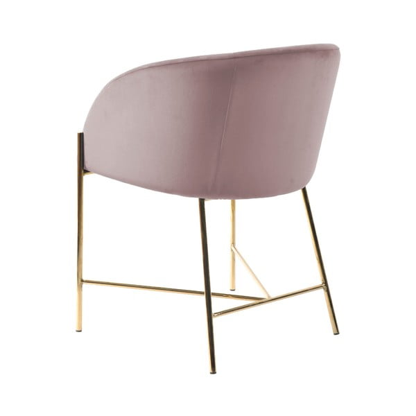 Pastelno roza stol z zlatimi nogami Interstil Nelson-image-3
