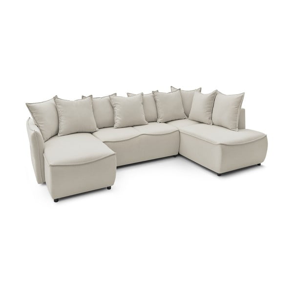 Kremno bela raztegljiva kotna sedežna garnitura (z desnim kotom) Leon – Bobochic Paris-image-4