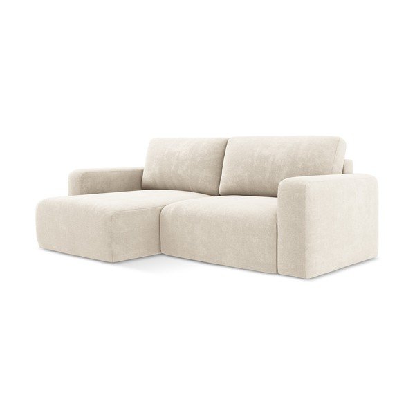 Kremno bela raztegljiva/s prostorom za shranjevanje kotna sedežna garnitura iz šenilje (levi kot/z ležalnikom) Kona – Makamii-image-2