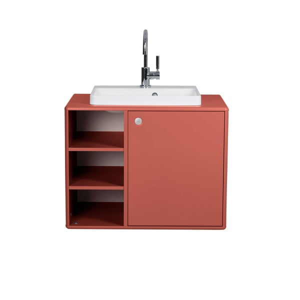 Rdeča stenska omarica z umivalnikom brez pipe 80x62 cm Color Bath – Tom Tailor