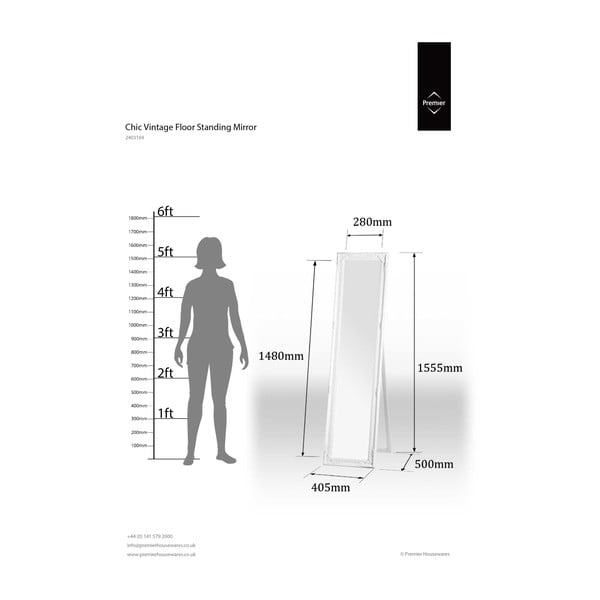 Stoječe ogledalo z lesenim okvirjem 40x160 cm Chic – Premier Housewares-image-2