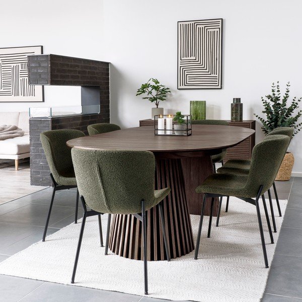 Okrogla raztegljiva jedilna miza z mizno ploščo v hrastovem dekorju ø 120 cm Osaka – House Nordic-image-1