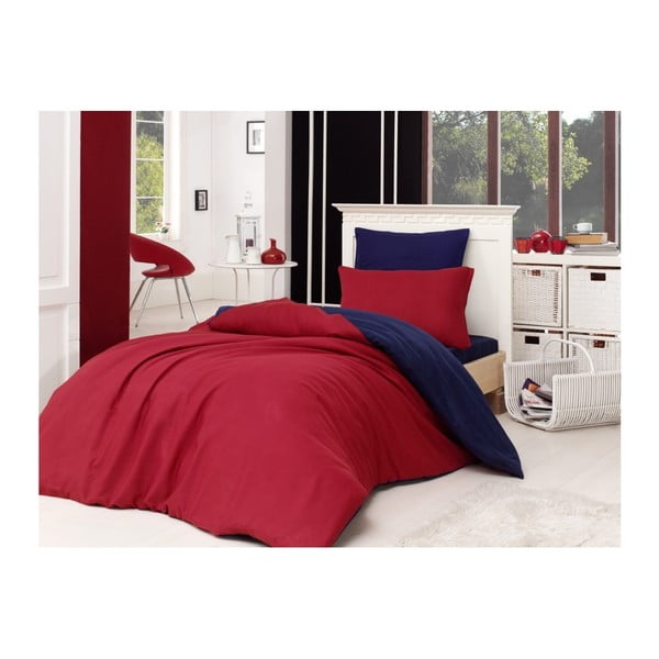 Rdeča posteljnina z rjuho za enojno posteljo Reterro Rojo, 160 x 220 cm