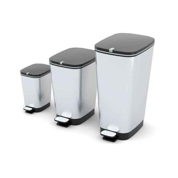 Plastičen koš za smeti s pedalom v srebrni barvi 45 l Chic Bin – KIS-image-3