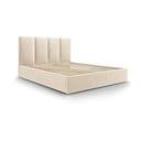 Bež žametna zakonska postelja Mazzini Beds Juniper, 160 x 200 cm