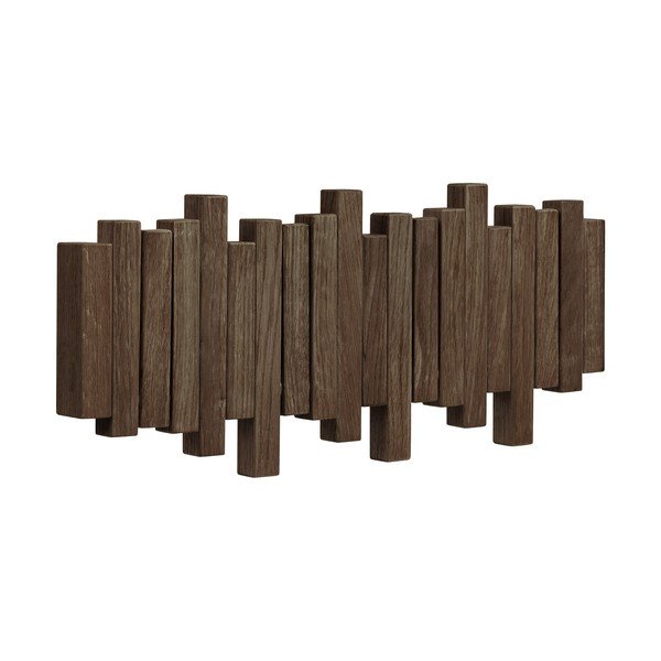 Temno rjav stenski obešalnik iz masivnega hrasta 40 cm Caltra – House Nordic-image-3