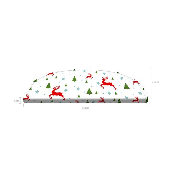 Komplet 16 rdeče-belih preprog za stopnice Vitaus Christmas Deer and Tree, 65 x 20 cm-image-4