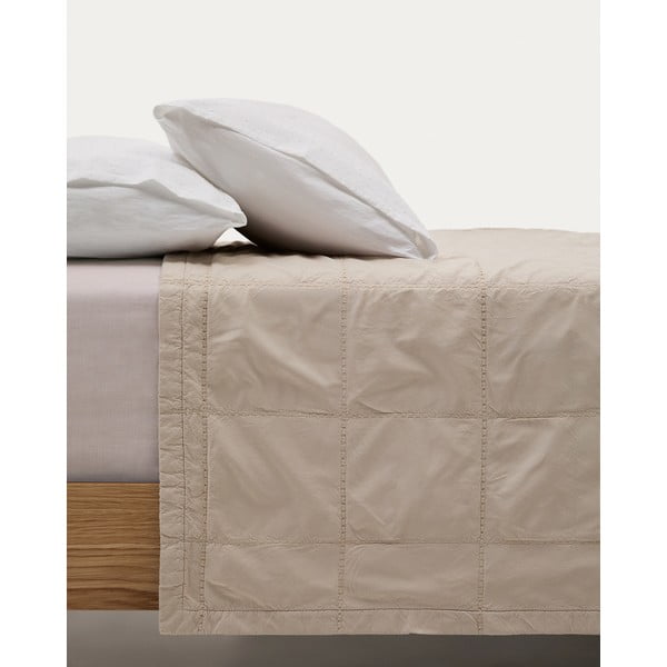 Svetlo rjavo bombažno prešito pregrinjalo 180x260 cm Isor – Kave Home-image-3
