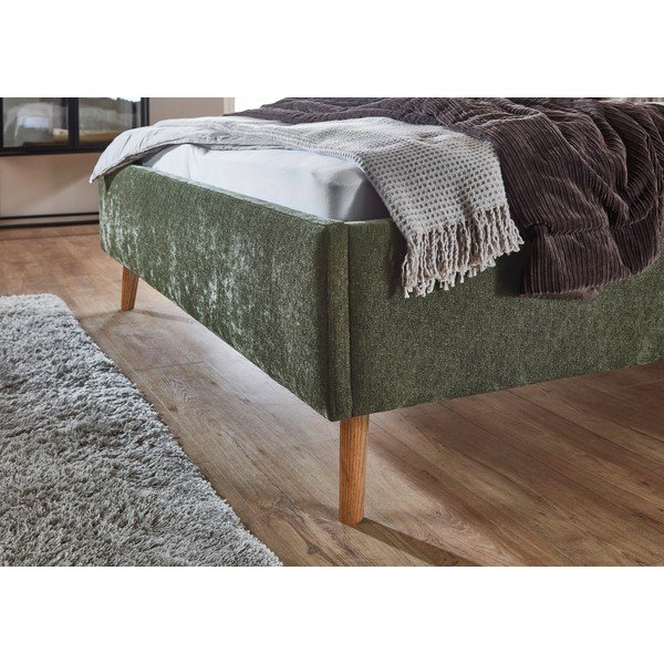 Kaki zelena oblazinjena zakonska postelja s prostorom za shranjevanje z letvenim dnom 180x200 cm Nova – Meise Möbel-image-4