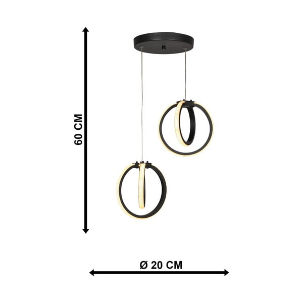 Črna kovinska LED viseča svetilka ø 20 cm Sezen – Squid Lighting-image-4