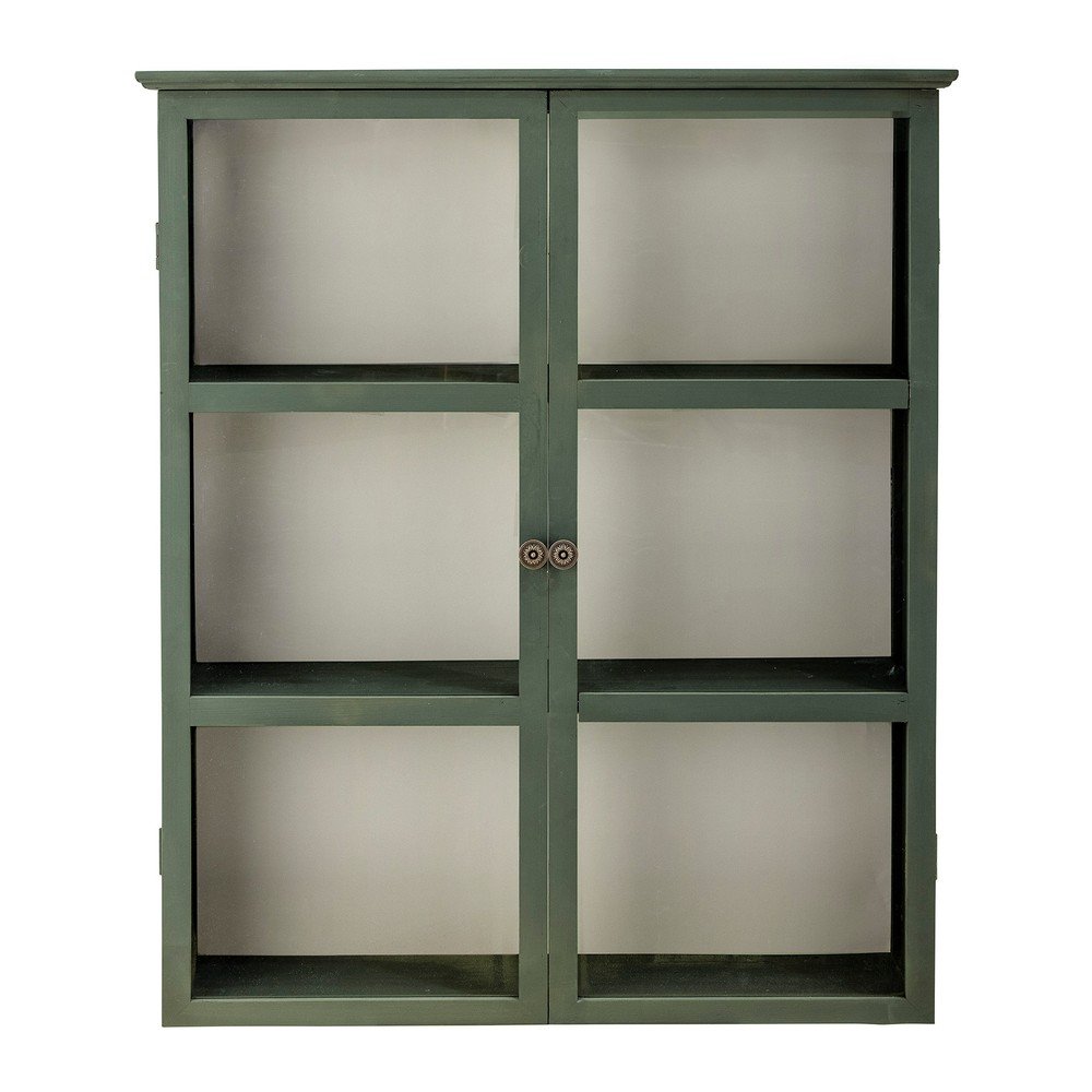 Siva stenska vitrina iz masivne jelke 85x100x25 cm Tone