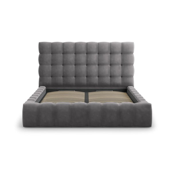 Siva oblazinjena zakonska postelja s prostorom za shranjevanje in letvenim dnom 180x200 cm Bali – Cosmopolitan Design-image-3