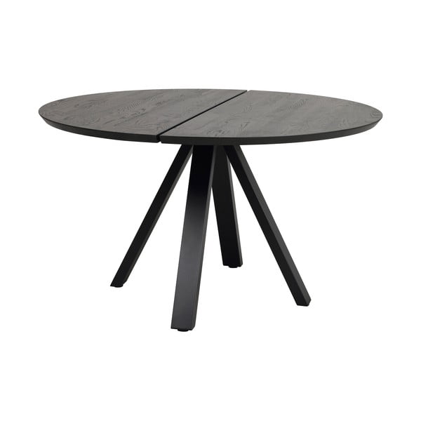 Črna okrogla jedilna miza s hrastovo mizno ploščo ø 130 cm Carradale – Rowico