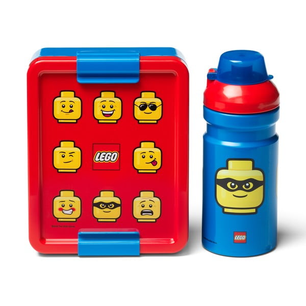 Komplet rdeče-modre posode za prigrizke in steklenice za pitje LEGO® Iconic 