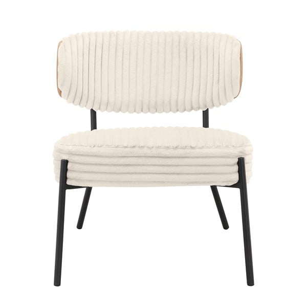 Kremno bel fotelj z naslonjalom za noge iz rebrastega žameta Jerry – Støraa-image-3