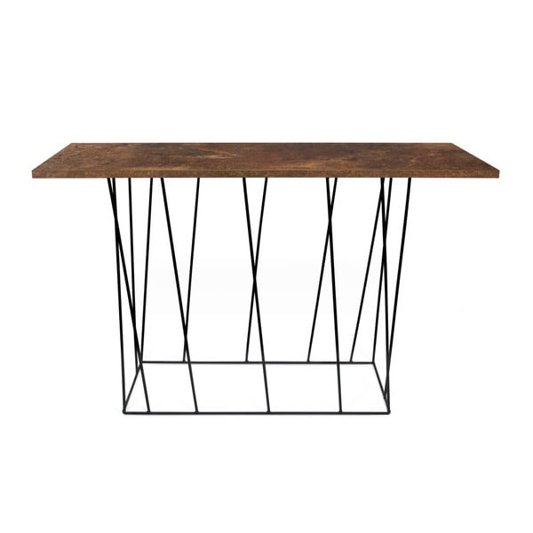 Rjava konzolna mizica s črnimi nogami TemaHome Helix, 40 x 120 cm