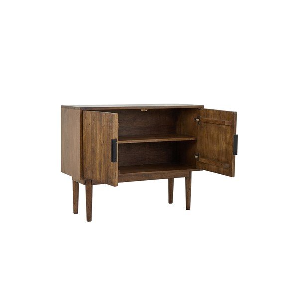 Temno rjava nizka komoda iz masivnega lesa 100x80 cm Bitika – Light & Living-image-4