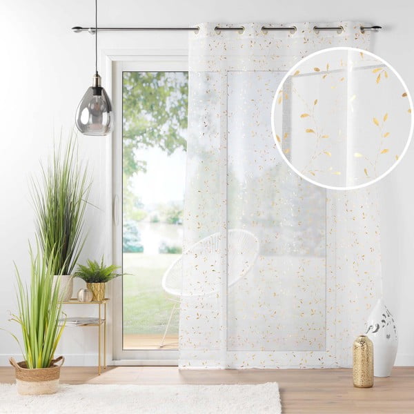 Prosojna zavesa iz tančice v beli in zlati barvi 140x240 cm Floressia – douceur d'intérieur-image-4