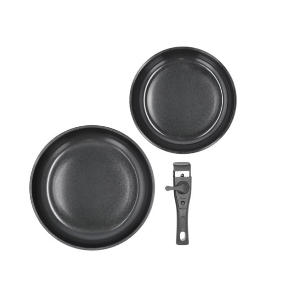 Aluminijast komplet ponev s snemljivim ročajem 2 ks z neprijemljivo površino ø 28 cm – Holm