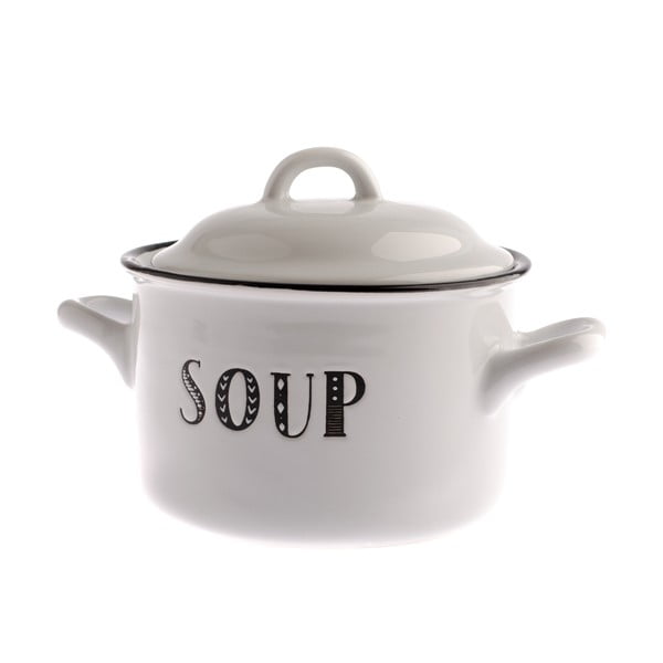 Bel keramični lonec s pokrovom 700 ml Soup – Dakls